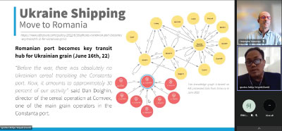 A screenshot of a presentation on Ukraine shipping