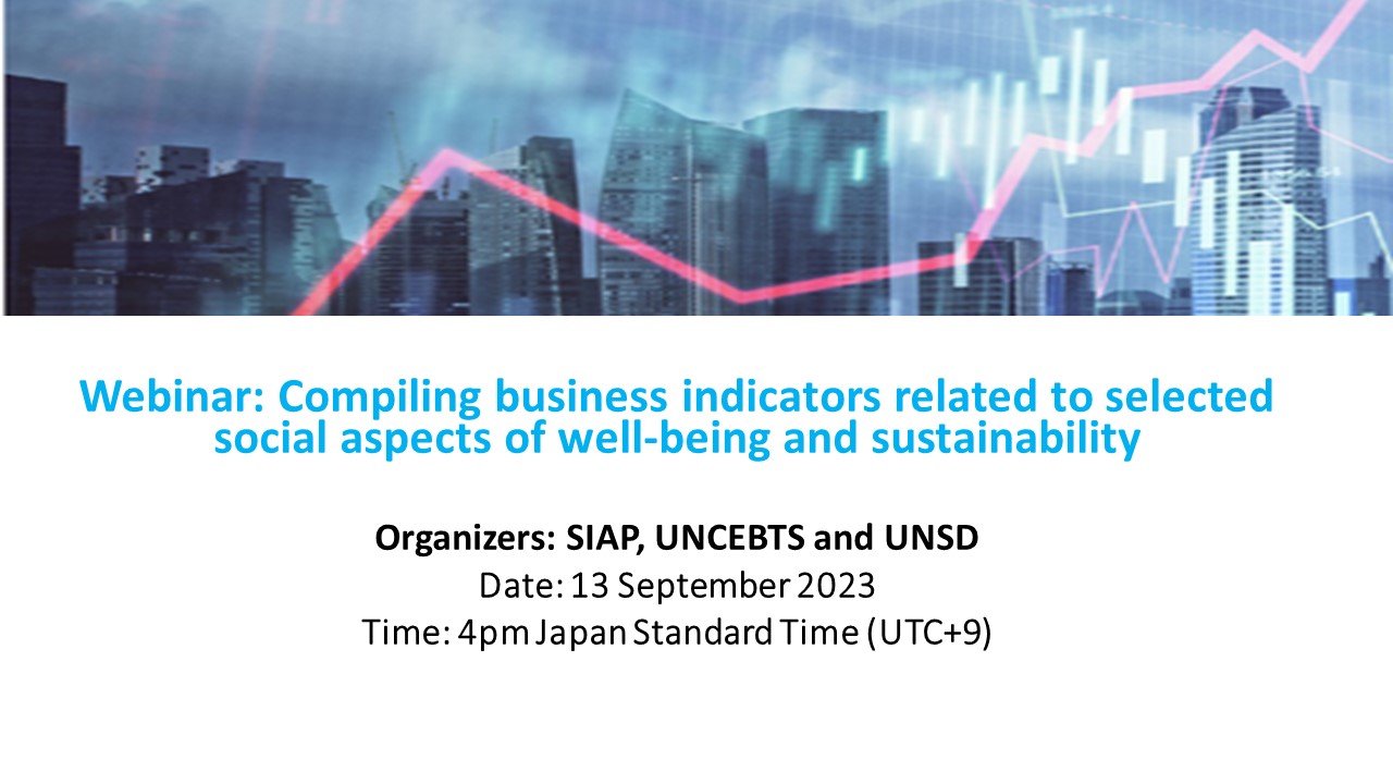 Webinar showcasing compressed business indicators selected for social and sustainability goals.