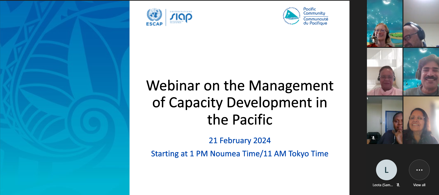 Webinar on the Management of Statistics Capacity Building in the Pacific